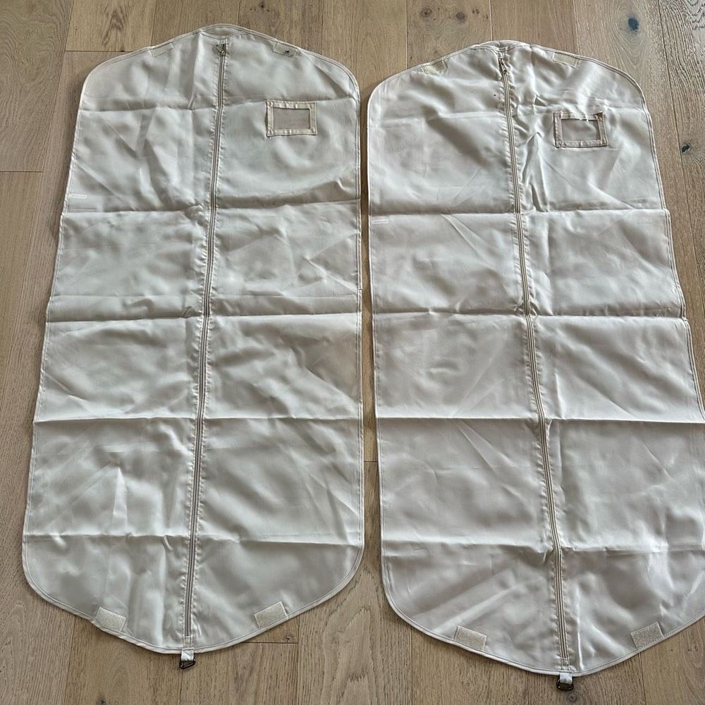 Lot of Two Burberry Garment Bag Travel Clothes Suit Jacket Case Nylon Tan - Picture 5 of 10